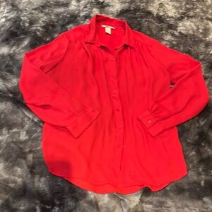 H&M Red Button Down Shirt - 8